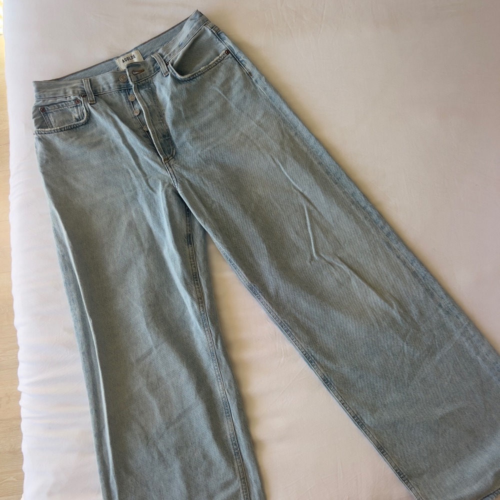 Agolde Blue Low Slung Baggy Jeans Size 27 Wide Leg Light Wash Denim Jeans